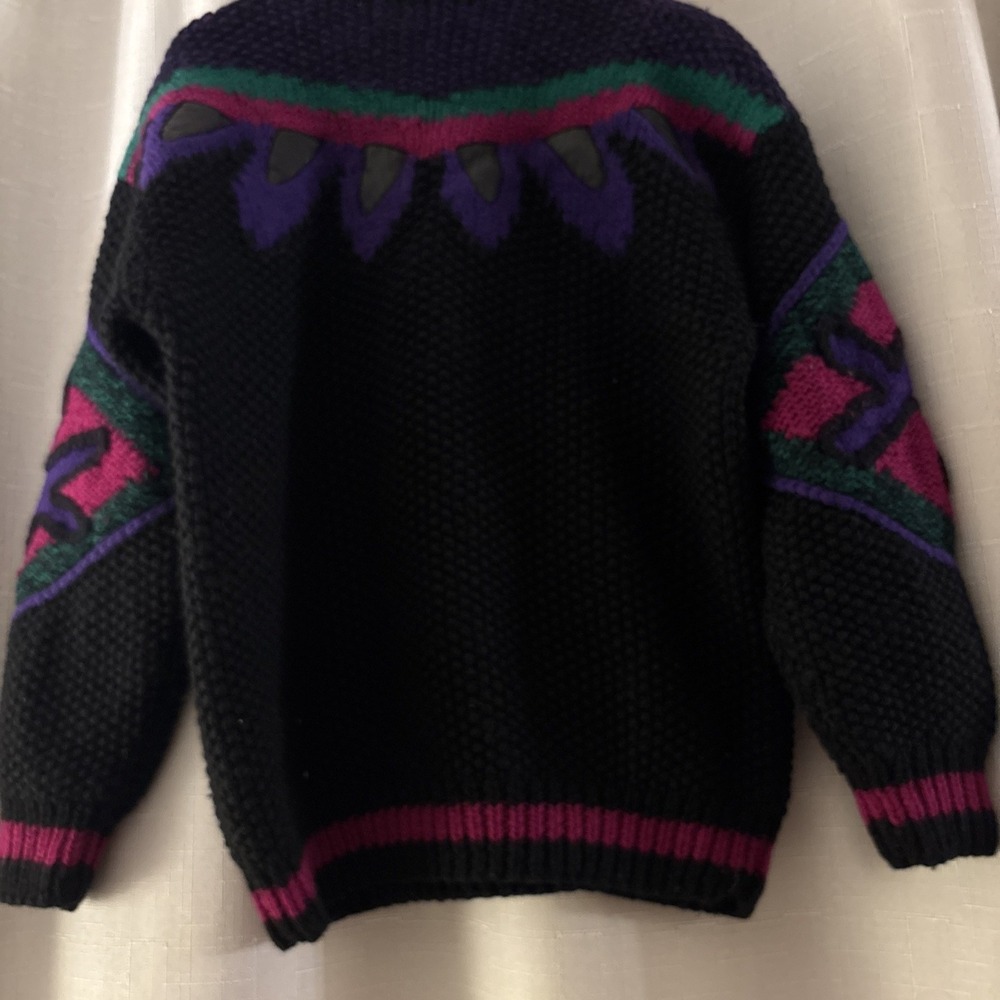 Vtg Nordstrom 100% Wool Hand Knit Sweater Womens L Chunky New Wave Ski 80s SW - Picture 11 of 11